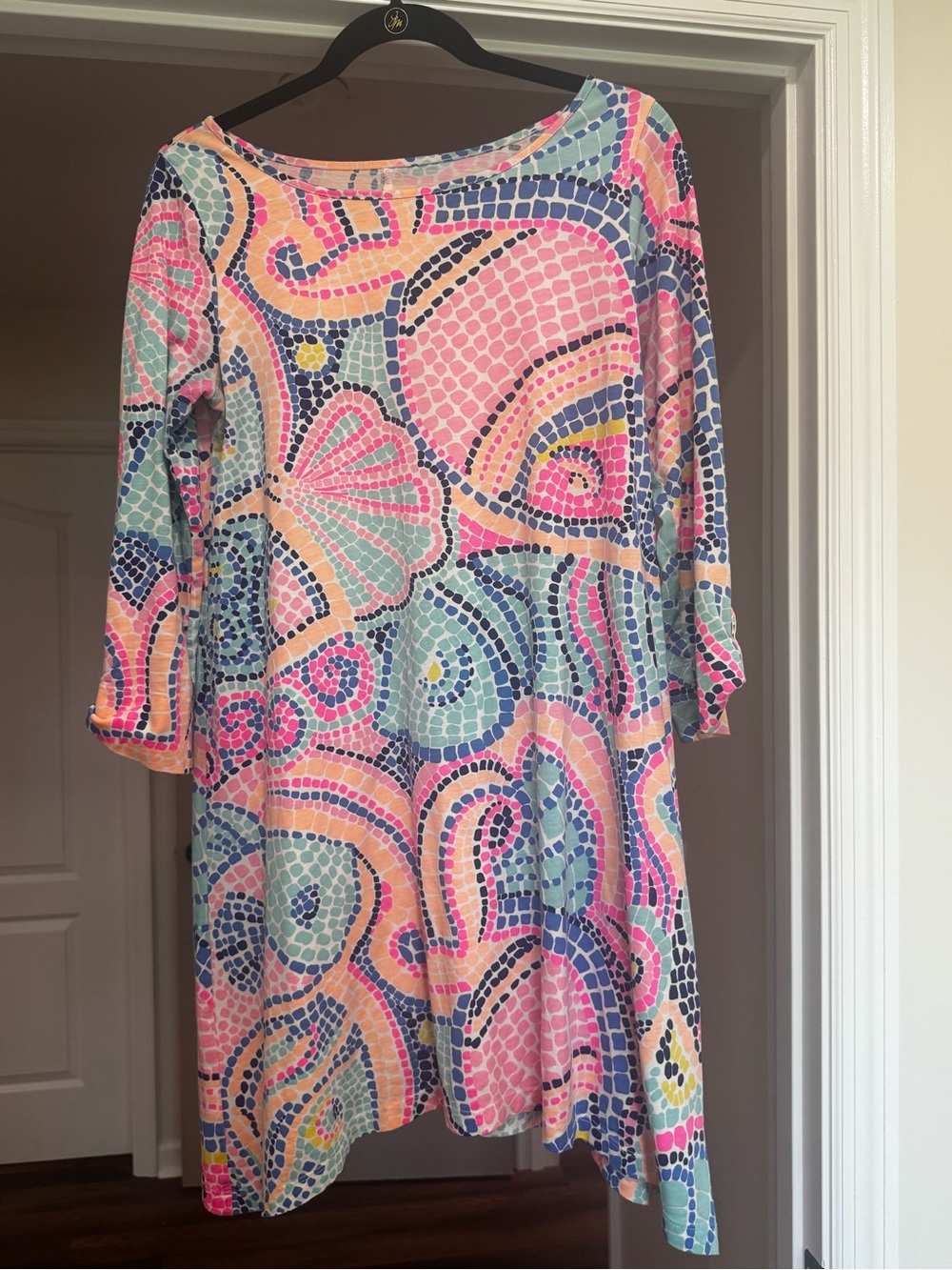 Lilly Pulitzer Pastel Mosaic-Print Long Sleeve Dress in Pink & Blue